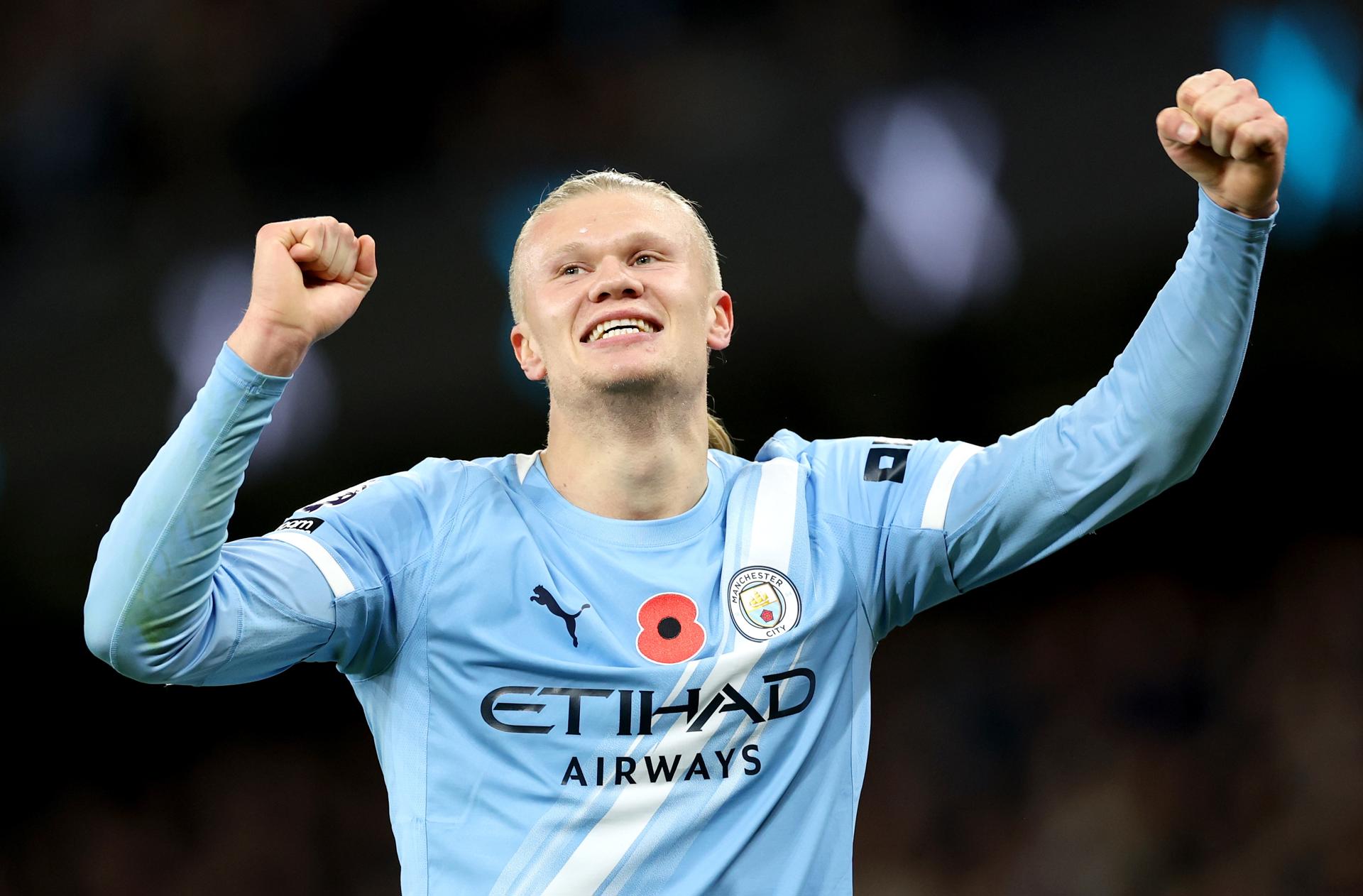 Erling Haaland festeja un gol contra el Bournemouth, el pasado domingo, en la Liga inglesa. EFE/EPA/ADAM VAUGHAN