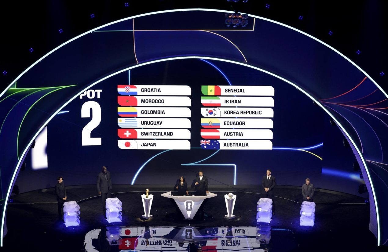 Vista general del escenario del Pozo 2 durante el sorteo final de la Copa Mundial de la FIFA 2026. EFE/EPA/SHAWN THEW