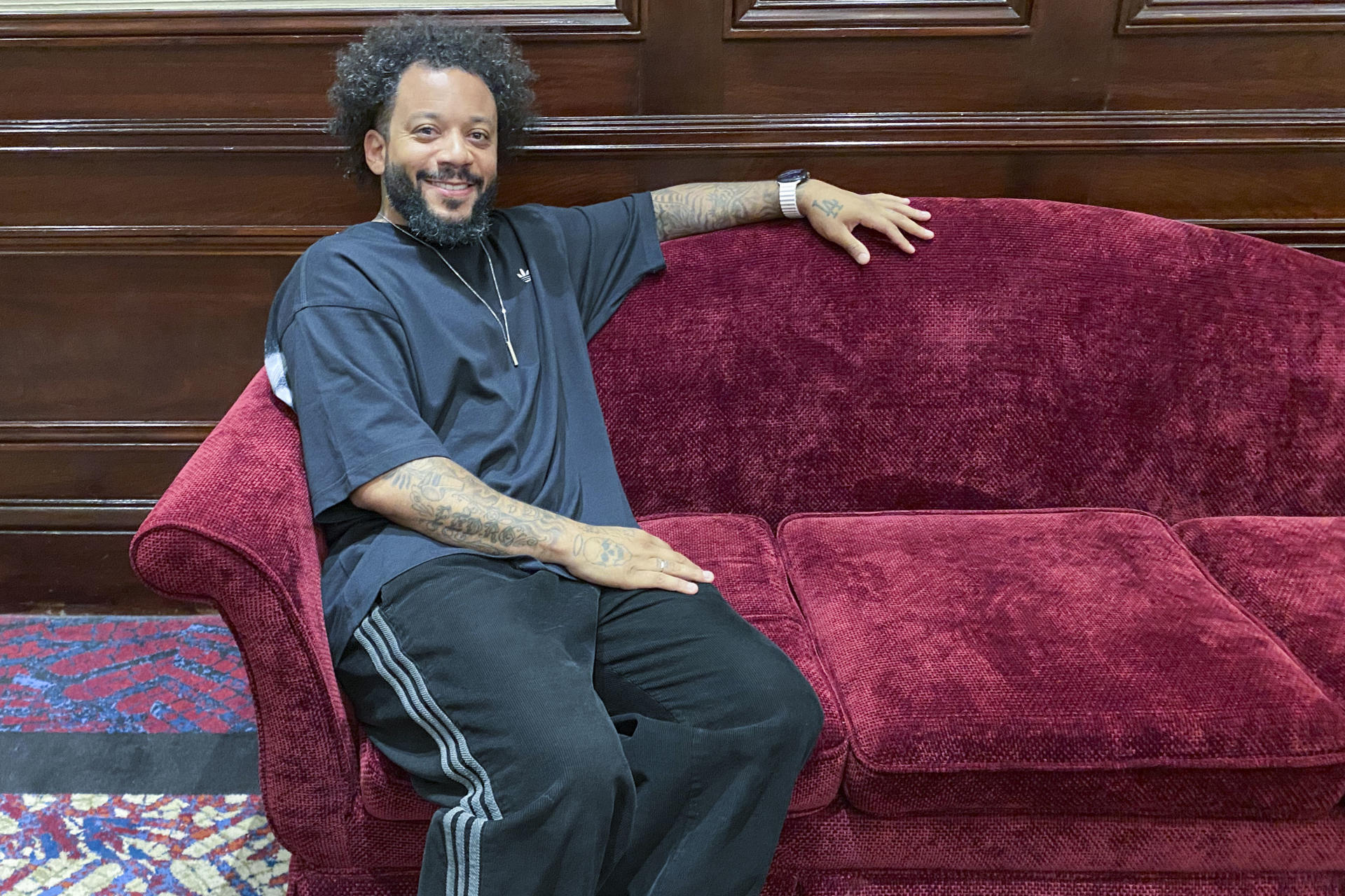 Fotografía de Ian Langsdon, en la que puede verse en una imagen de archivo del 5 de marzo de 2018 al entonces futbolista del Real Madrid Marcelo Viera. EFE