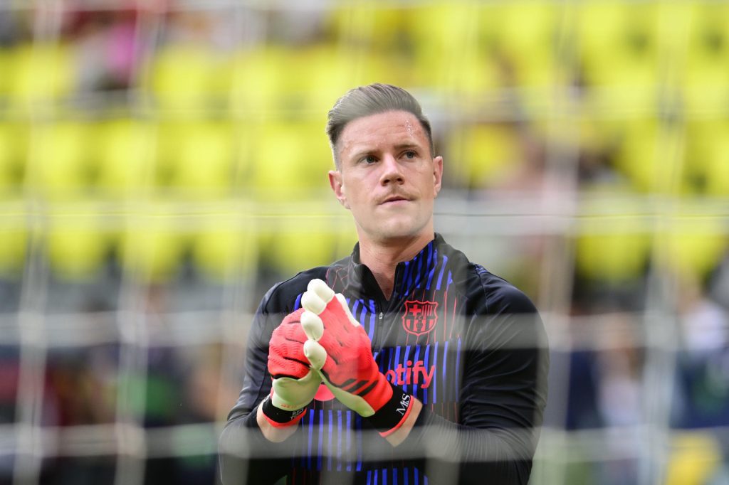 Fotografía de Andreu Esteban en la que puede verse en una imagen de archivo del 22 de septiembre de 2024 al portero alemán del FC Barcelona Marc-André ter Stegen. EFE

