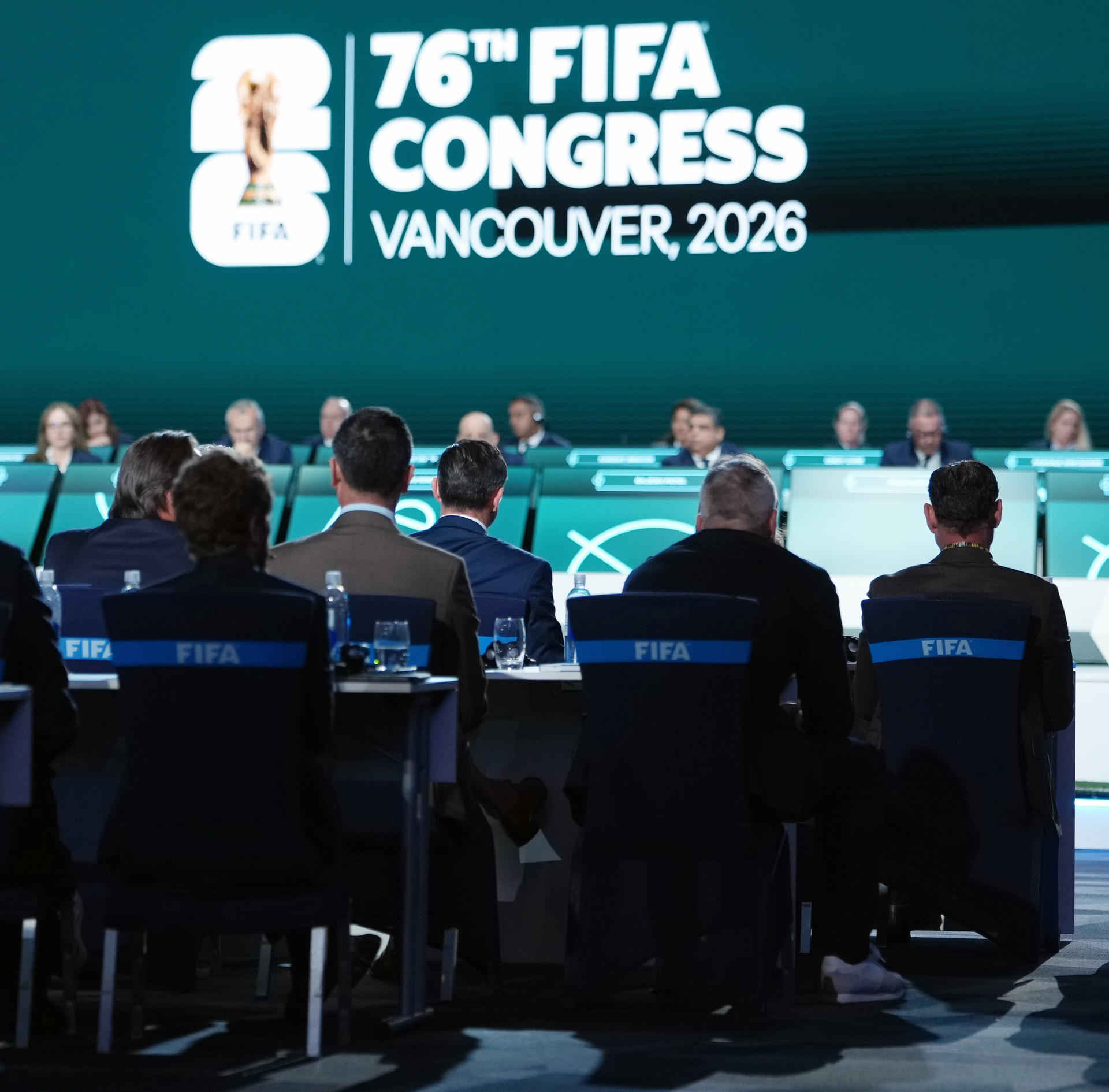 Aspecto de las deliberaciones de la edición 76 del Congreso de la FIFA celebrado este jueves en Vancouver. EFE/EPA/BOB FRID